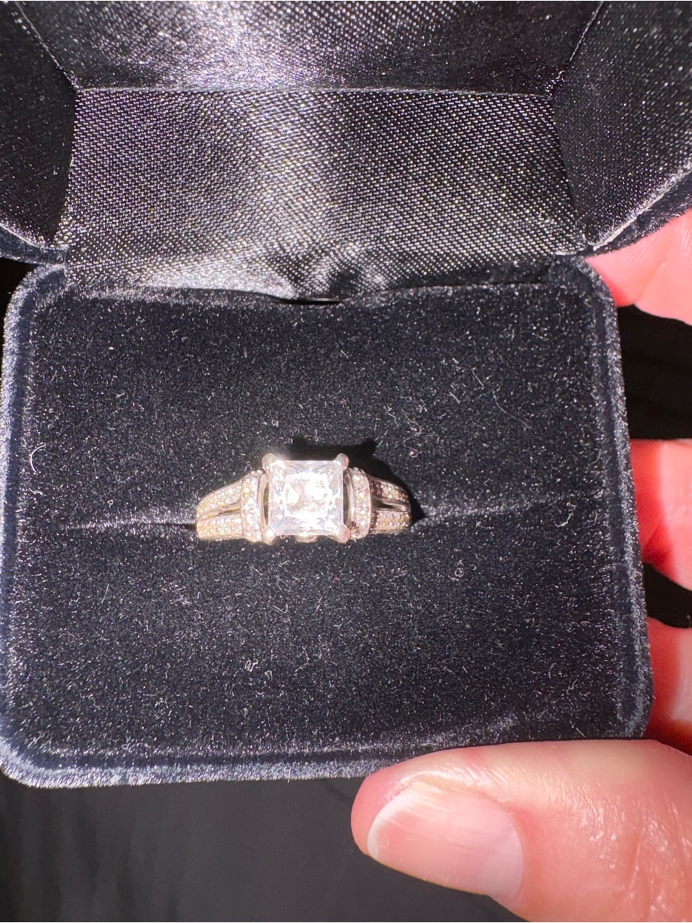 Princess Cut Split Shank 925 Silver Ring
